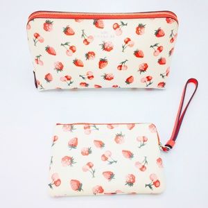 COACH Strawberry & Cherry Cosmetic Case + Wristlet